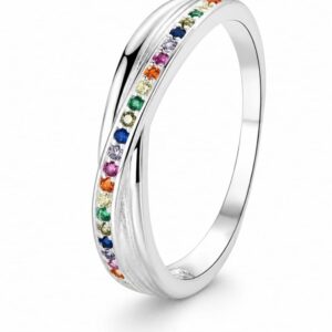 925 Silver Rainbow Line Band Ring Wholesale