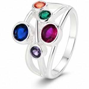 925 Silver Large Multicolor Stone Ring Wholesale