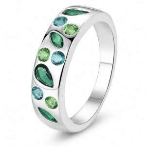 925 Silver Green Stone Band Ring Wholesale