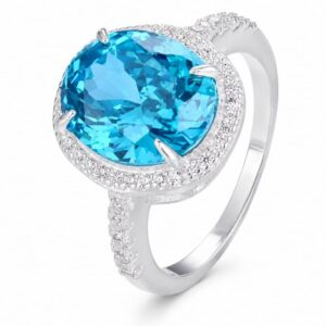 925 Silver Blue Oval Cocktail Ring Wholesale