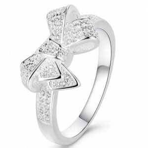 925 Silver Bow Motif Stone Ring Wholesale