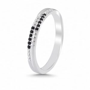 925 Silver Black Stone Line Band Ring Wholesale