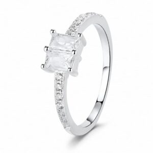 925 Silver Rectangular Trio Stone Ring Wholesale