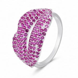 925 Silver Pink Pave Wide Band Ring Wholesale