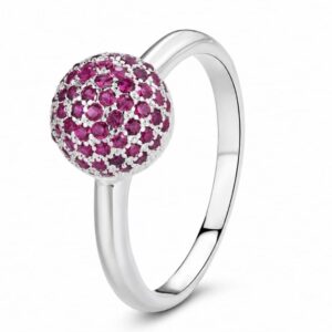 925 Silver Pink Round Cluster Ring Wholesale