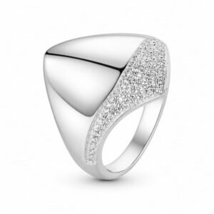 925 Silver Wave Shield Pave Panel Ring Wholesale