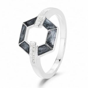 925 Silver Black Hexagon Outline Ring Wholesale