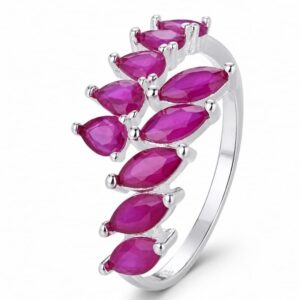 925 Silver Pink Leaf Stone Ring Wholesale