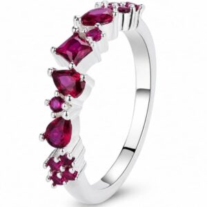 925 Silver Pink Stone Side Row Ring Wholesale