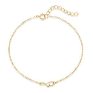 Silver Chain Bracelet with Infinity CZ Accent Dainty Chain – B001