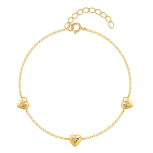 Pearl Accent Capsule With Layered Wrist Position Featuring Heart CZ Charm B0010