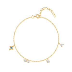 Silver Star Bracelet with Asymmetric Star CZ Accents – B0011