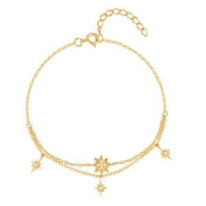 Silver Star Bracelet with Multi Star CZ Charms – B0012