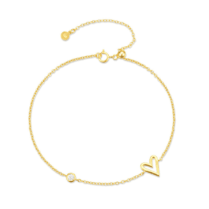 Sterling Silver Charm Bracelet with Initial N Charm – B0020