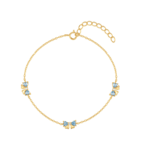 Silver Flower Bracelet with Blue CZ Flower Stations – B0025