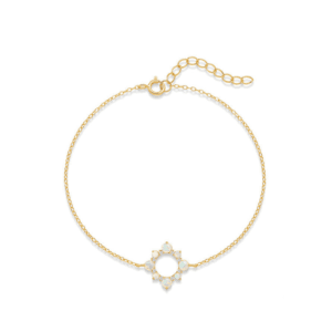 Sterling Silver Opal Bracelet with Opal Flower Halo Pendant – B0029