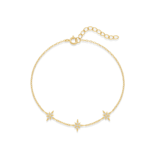 Silver Star Bracelet with Triple Star CZ – B003