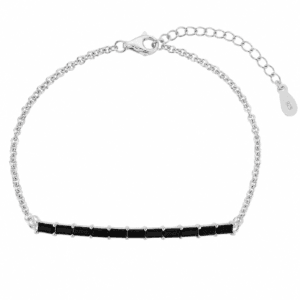 Cubic Zirconia Bracelet with Black CZ Bar Accent – B0033