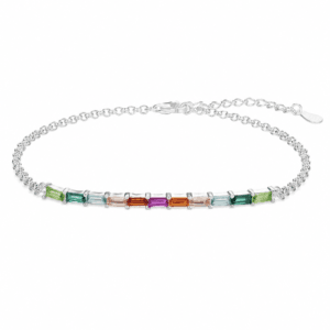 Cubic Zirconia Bracelet with Rainbow Baguette CZ – B0040