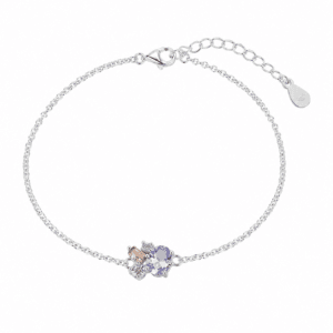 Silver Flower Bracelet with CZ Flower Cluster Pendant – B0041