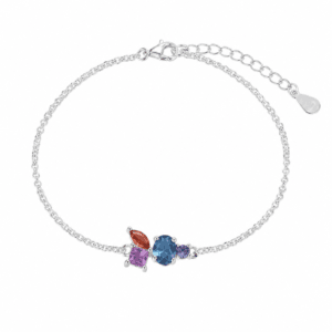 Sterling Silver Charm Bracelet with Butterfly CZ Charm – B0042