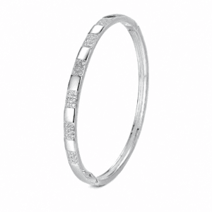 Sterling Silver Tennis Bracelet with Rectangular CZ Stations – B0046