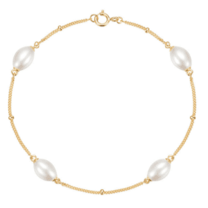 Silver Pearl Bracelet with Baroque Pearl Accents Station – B005
