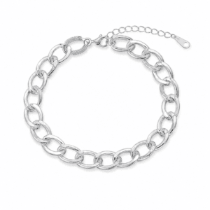 Silver Chain Bracelet with Polished Oval Links Chunky Links – B0053