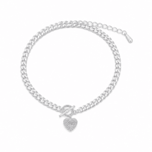 Silver Heart Bracelet with Heart Pendant – B0054