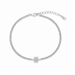 Rhodium Finish Group With Soft Styling Mood with Starburst CZ Center Detail B0056