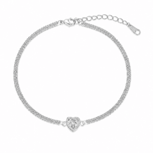 Silver Flower Bracelet with Round CZ Flower Center Multi Chain – B0057
