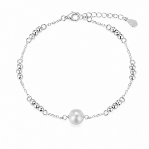 Silver Pearl Bracelet with Single Pearl Accent – B0059