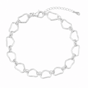 Silver Heart Bracelet with Heart Link Design – B0062