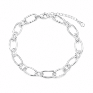 Silver Paperclip Bracelet with Elongated Link Design – B0064