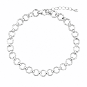 Silver Chain Bracelet with Round Bead Links – B0065