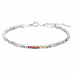 Cubic Zirconia Bracelet with Rainbow CZ Bar – B0070