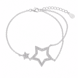 Silver Star Bracelet with Open Star Charm – B0078