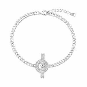 Cross CZ Pendant Chain Bracelet for Paperclip Chain Group With Compact Visual Point B0081