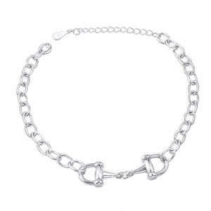 Silver Chain Bracelet with Horsebit Center – B0082