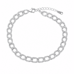 Silver Chain Bracelet with Large Round Bead Links – B0086