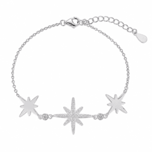 Silver Star Bracelet with Starburst Charms – B0087