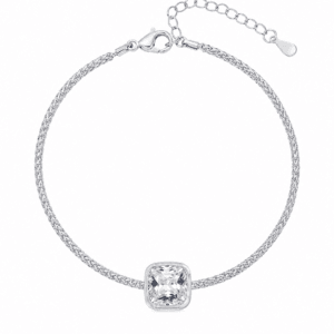 Cubic Zirconia Bracelet with Cushion CZ Halo – B0088