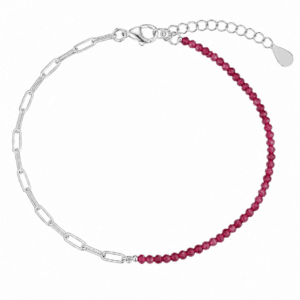 Sterling Silver Tennis Bracelet with Red CZ Accent – B0092