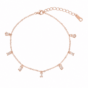 Cubic Zirconia Bracelet with Baguette CZ Drops Station – B0093