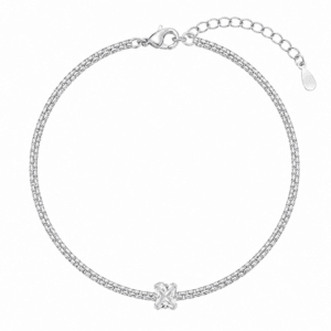 Sterling Silver Cross Bracelet with Cross CZ Charm – B0096