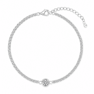 Cubic Zirconia Bracelet with Bezel Round CZ Center – B0098