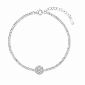 Silver Flower Bracelet with Gold Finish CZ Flower Cluster – B0099