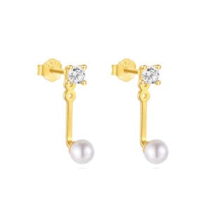 White Gold Pearl Drop Earrings Wholesale - E001007