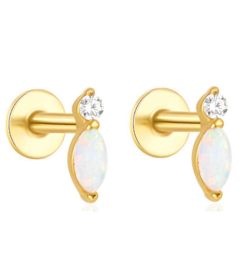 Opal Stud Earrings Sterling Silver