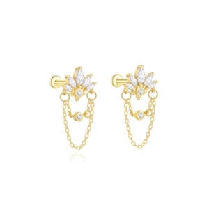 925 Silver Cubic Zirconia Drop Earrings Silver - E00258
